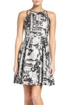 Women's Adrianna Papell Print Fit & Flare Dress - Black