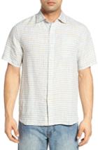 Men's Tommy Bahama Check Stamos Standard Fit Linen Sport Shirt - Yellow