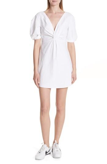 Women's A.l.c. Mirren Twist Front Linen Blend Dress - White