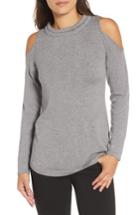 Women's Nic+zoe Jewel Neck Cold Shoulder Top - Grey