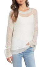 Women's Treasure & Bond X Something Navy Sheer Metallic Sweater - White