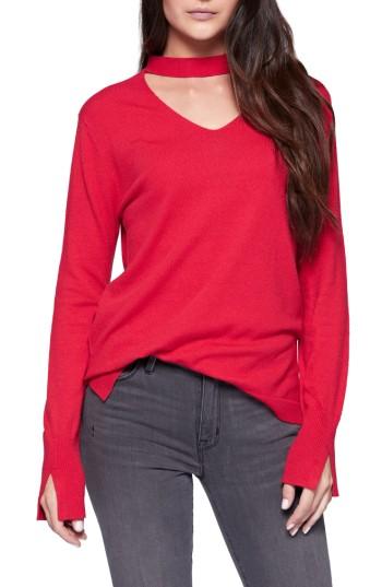 Women's Sanctuary Rebecca Choker Neck Sweater - Red