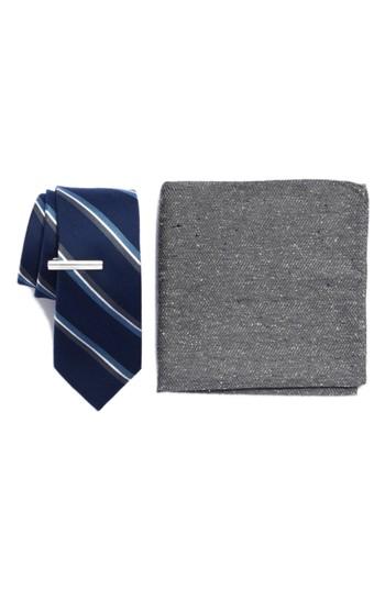 Men's The Tie Bar Short Cut Stripe 3-piece Skinny Tie Style Box, Size - Blue