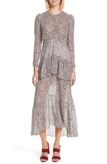 Women's A.l.c. Zandra Leopard Print Silk Midi Dress - Ivory