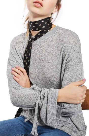 Women's Topshop Tie Sleeve Marled Tee