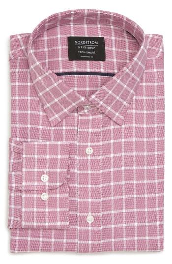 Men's Nordstrom Men's Shop Tech-smart Traditional Fit Plaid Dress Shirt 32/33 - Purple