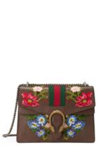 Gucci Medium Dionysus Embroidered Leather Shoulder Bag - Brown