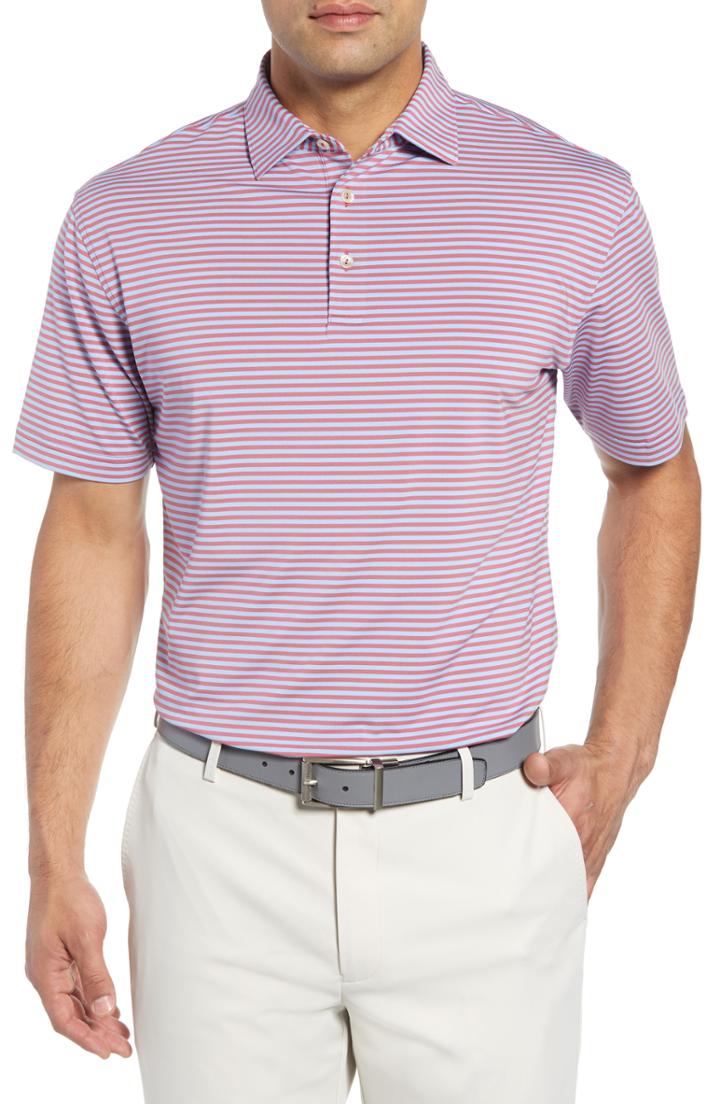 Men's Peter Millar Competition Stripe Performance Polo, Size - Blue