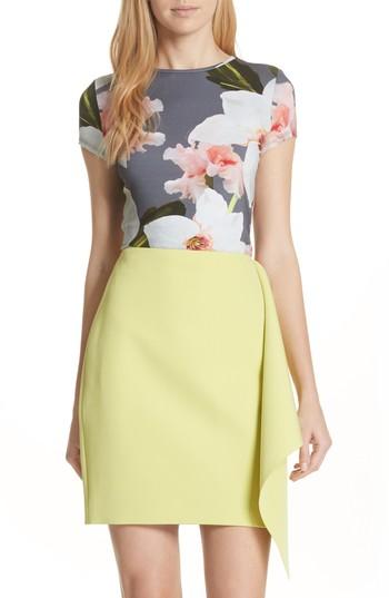 Women's Ted Baker London Chatsworth Bloom Fitted Tee - Grey
