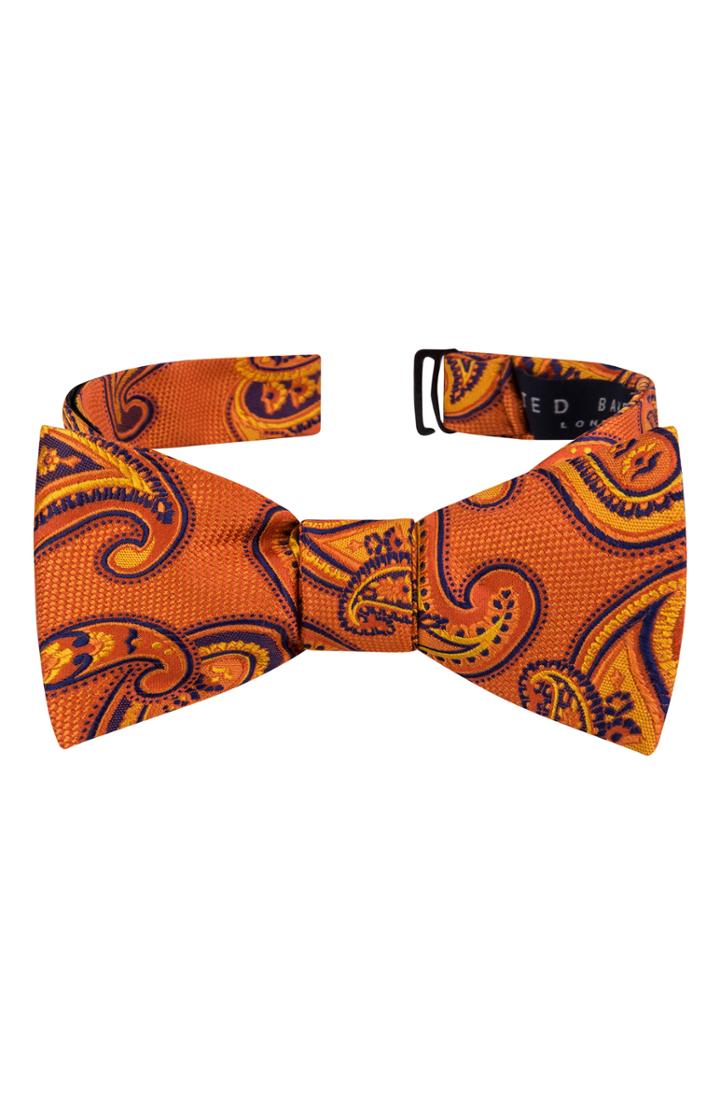 Men's Ted Baker London Twin Pine Silk Bow Tie, Size - Orange