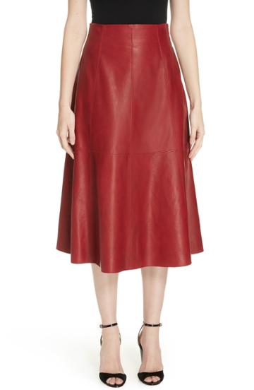Women's Kate Spade New York Leather Flare Skirt - Red