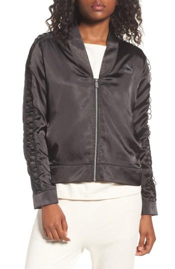 Women's Puma Satin Track Jacket - Black