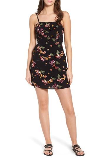 Women's Lost + Wander Floral Tie Back Minidress - Black