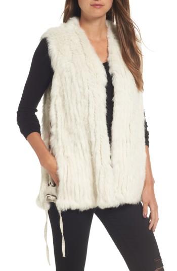 Women's Love Token Genuine Rabbit Fur Vest - Ivory