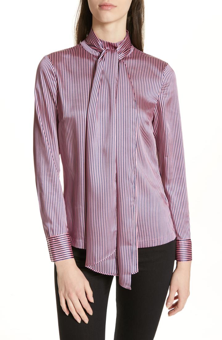 Women's Ted Baker London Leynta Tie Neck Stripe Blouse - Pink
