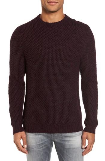 Men's Nordstrom Men's Shop Textured Crewneck Sweater - Burgundy