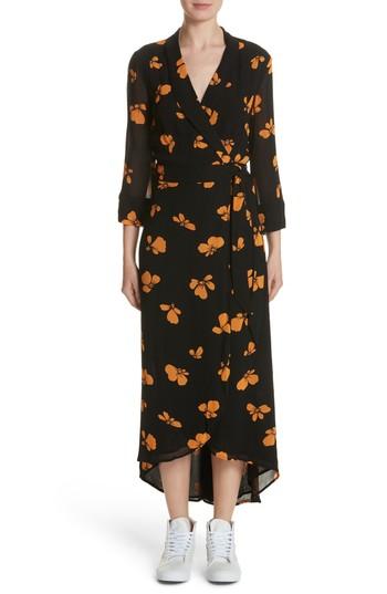 Women s Ganni Fairfax Georgette Wrap Dress Us 34 Eu Black LookMazing