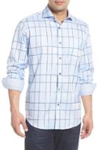 Men's Bugatchi Classic Fit Jacquard Check Sport Shirt - Blue