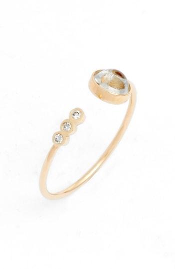 Women's Zoe Chicco Moonstone Triple Diamond Open Ring
