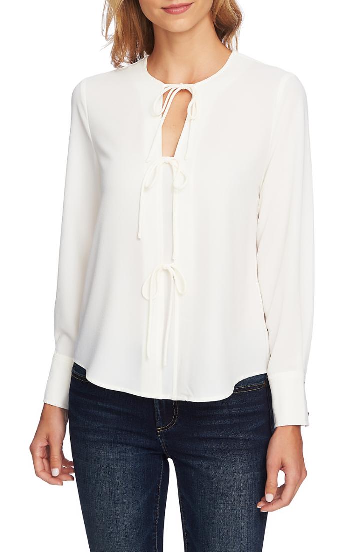 Women's 1.state Center Tie Blouse - White