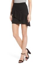 Women's Lush Asymmetrical Ruffle Skirt - Black