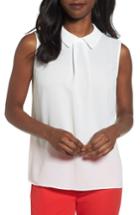 Women's Cece Collared Pleat Front Blouse - White