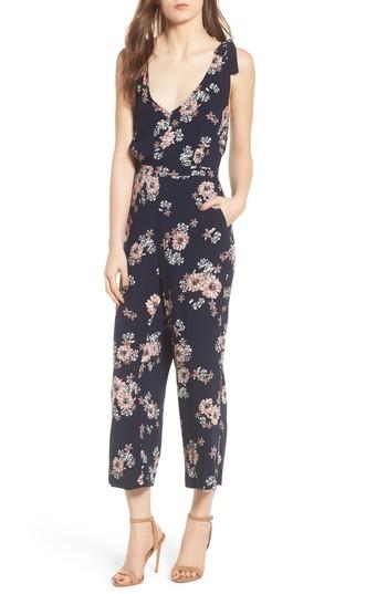 Women's Cupcakes And Cashmere Lili Floral Jumpsuit, Size - Blue