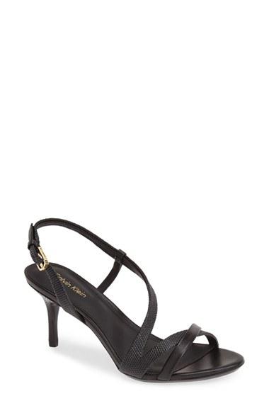 Women's Calvin Klein 'lorren' Leather Sandal .5 M - Black