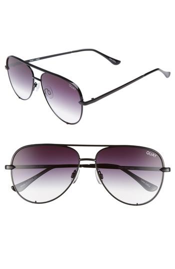 Women's Quay Australia X Desi Perkins High Key Mini 57mm Aviator Sunglasses - Black/ Fade To Clear