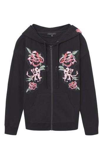Women's Sanctuary Embroidered Boyfriend Hoodie, Size - Black