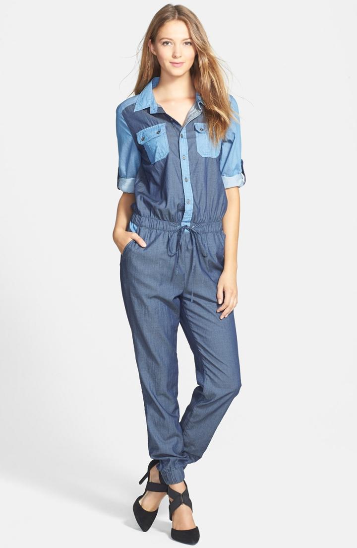 Women's Kensie Two-tone Denim Jumpsuit