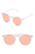 Women's Nem 50mm Mirrored Round Sunglasses - Clear Sky Blue/ Red Tint
