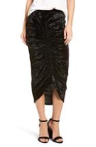 Women's Trouve Velvet Midi Skirt - Black