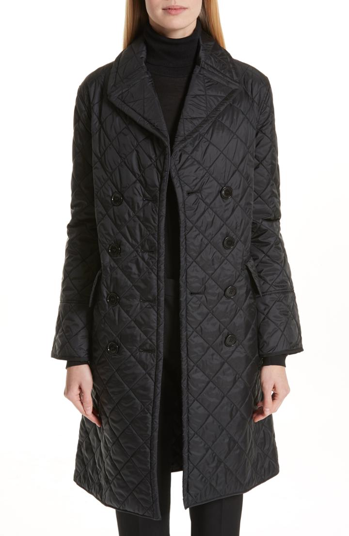 Women's Burberry Horberie Quilted Trench Coat - Black