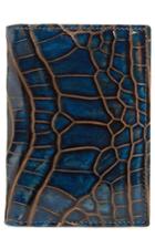 Men's Mezlan Alligator Leather Trifold Wallet - Blue