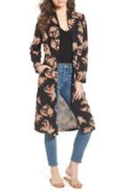 Women's Scotch & Soda Floral Print Drape Duster Jacket - Black
