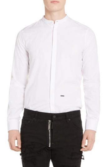 Men's Dsquared2 Band Collar Poplin Shirt Eu - White