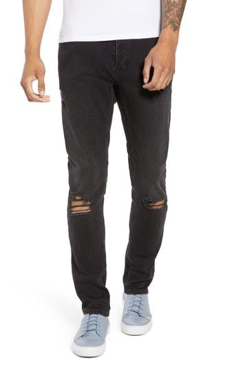 Men's Topman Ripped Stretch Skinny Fit Jeans X 30 - Black