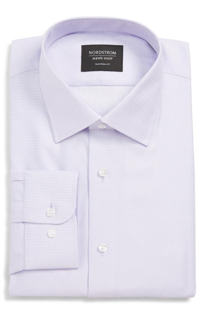 Men's Nordstrom Men's Shop Traditional Fit Check Dress Shirt .5 - 32/33 - Purple