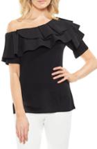 Women's Vince Camuto One-shoulder Ruffle Top, Size - Black