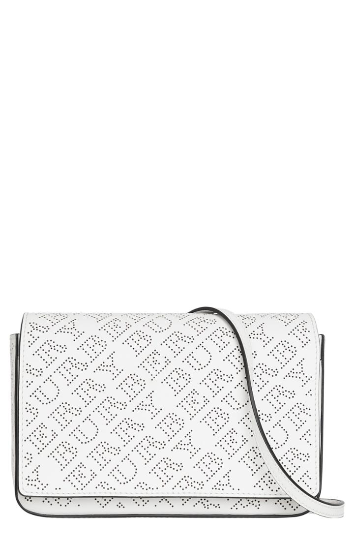 Women's Burberry Hampshire Perforated Leather Crossbody Bag - White