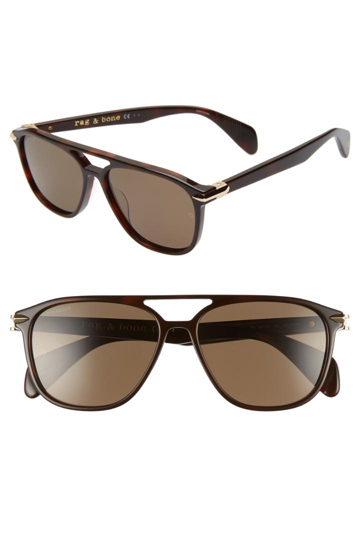 Women's Rag & Bone 54mm Polarized Aviator Sunglasses - Black