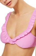Women's Topshop Rib Frill Crop Bikini Top Us (fits Like 14) - Purple