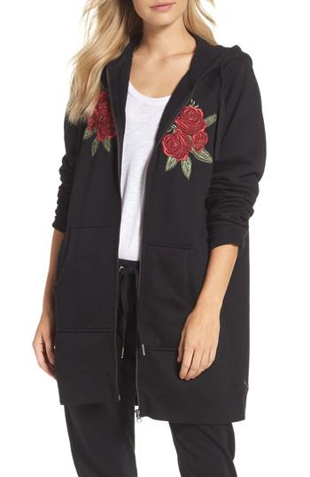 Women's Brunette The Label Blonde Embroidered Zip Hoodie - Black