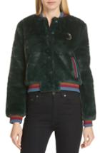 Women's Ted Baker London Colour By Numbers Faux Fur Bomber Jacket - Green