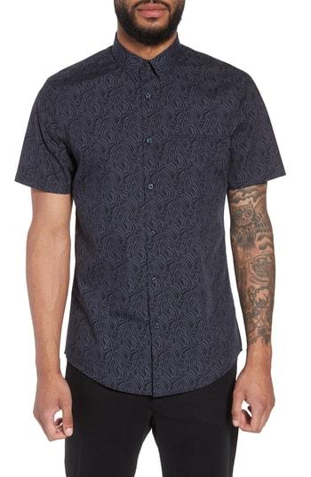Men's Calibrate Trim Fit Print Welt Pocket Sport Shirt - Blue