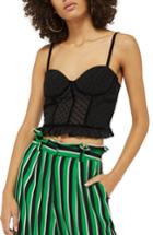 Women's Topshop Dobby Spotted Bralette Camisole Us (fits Like 10-12) - Black