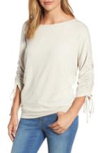 Women's Gibson Tie Sleeve Cozy Fleece Top, Size - Beige