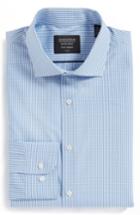 Men's Nordstrom Men's Shop Tech-smart Trim Fit Stretch Check Dress Shirt 32/33 - Blue