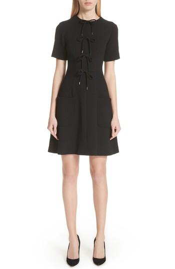 Women's Lela Rose Tie Front A-line Dress - Black